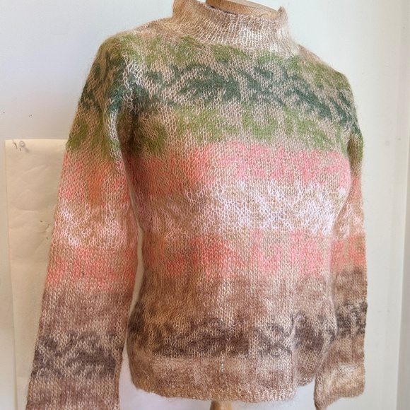 Talbots Open Knit Mohair Blend Sweater Top Layered Nude Pastel Unique Petite - Picture 1 of 11